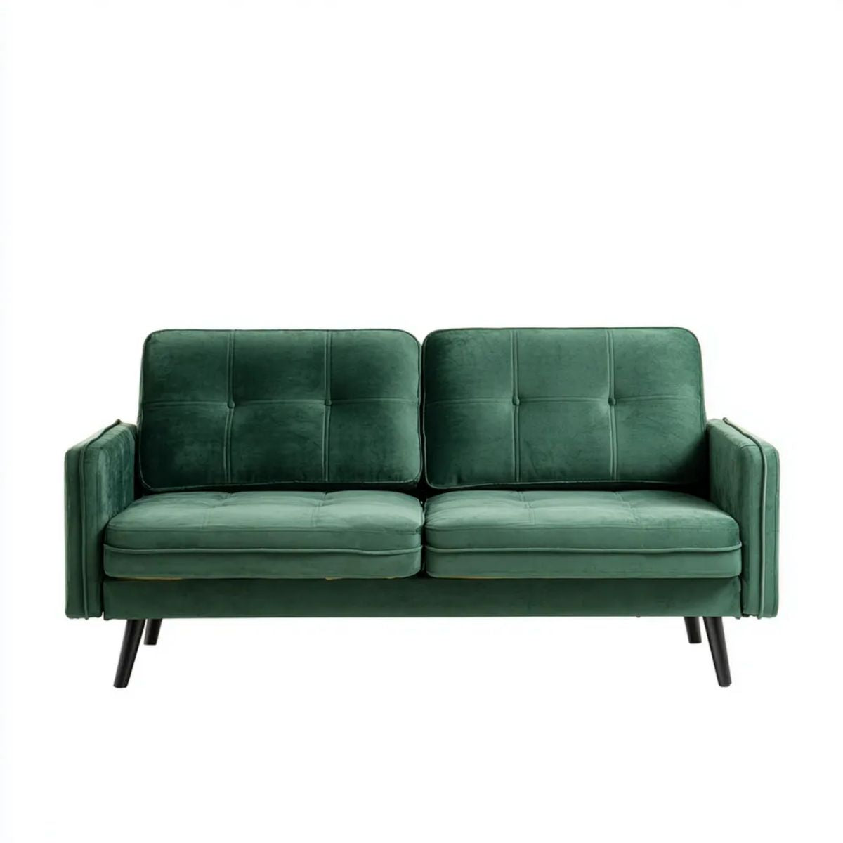 Dwuosobowa sofa zielona z tapicerką z aksamitu poliestrowego 150 x 80 x 82 cm