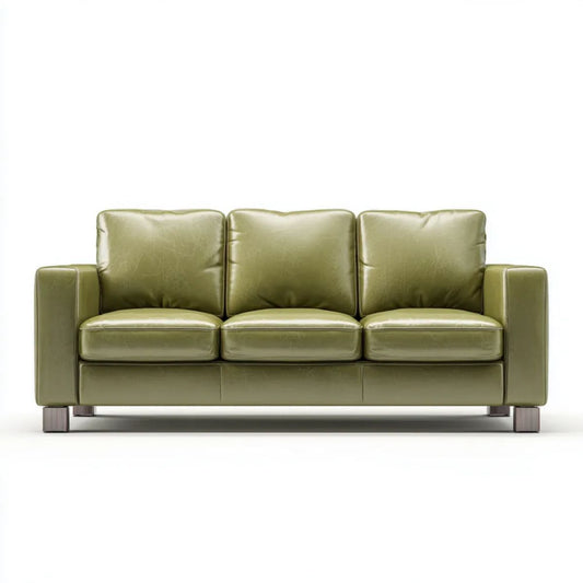 Sofa trzyosobowa oliwkowozielona ze skóry syntetycznej PU 220 x 92 x 86 cm