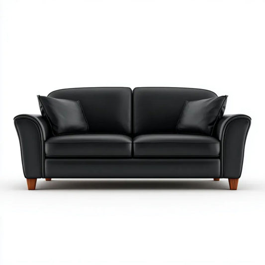 Sofa dwuosobowa czarna z tapicerką z ekoskóry PU, 160 x 85 x 88 cm