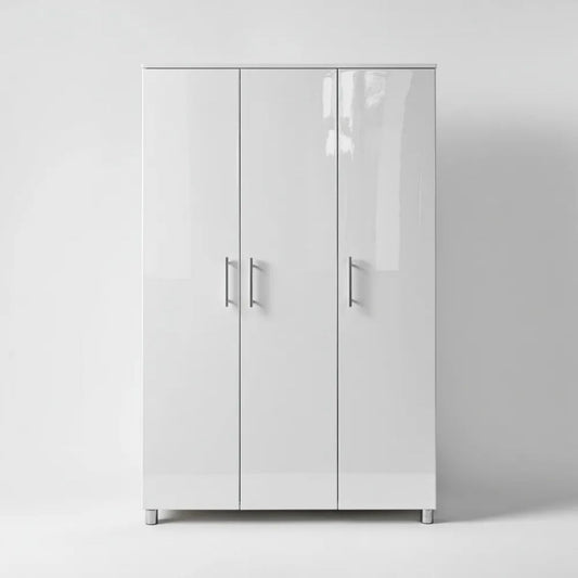 Biała trzydrzwiowa szafa z płyty wiórowej laminowanej 120 x 52 x 180 cm