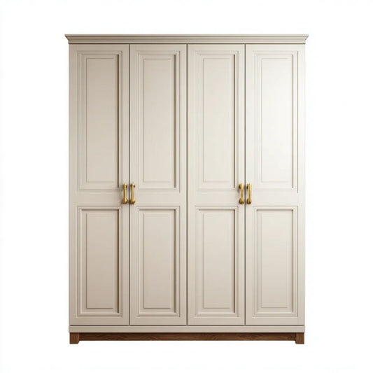 Kremowa szafa garderobiana 4-drzwiowa z płyty MDF 200 × 60 × 220 cm