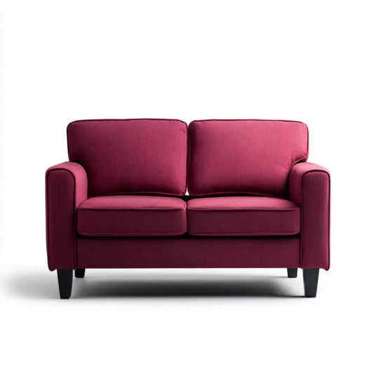 Dwuosobowa sofa bordowa z tapicerką poliestrową, 140 × 85 × 85 cm
