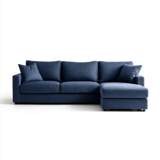 Narożnik prawostronny granatowy z poliestru 270 x 160 x 85 cm