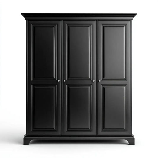 Czarna trzydrzwiowa szafa z płyty MDF 180 x 60 x 220 cm