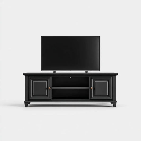 Czarna szafka RTV z płyty MDF 160 x 40 x 60 cm, 2 drzwi